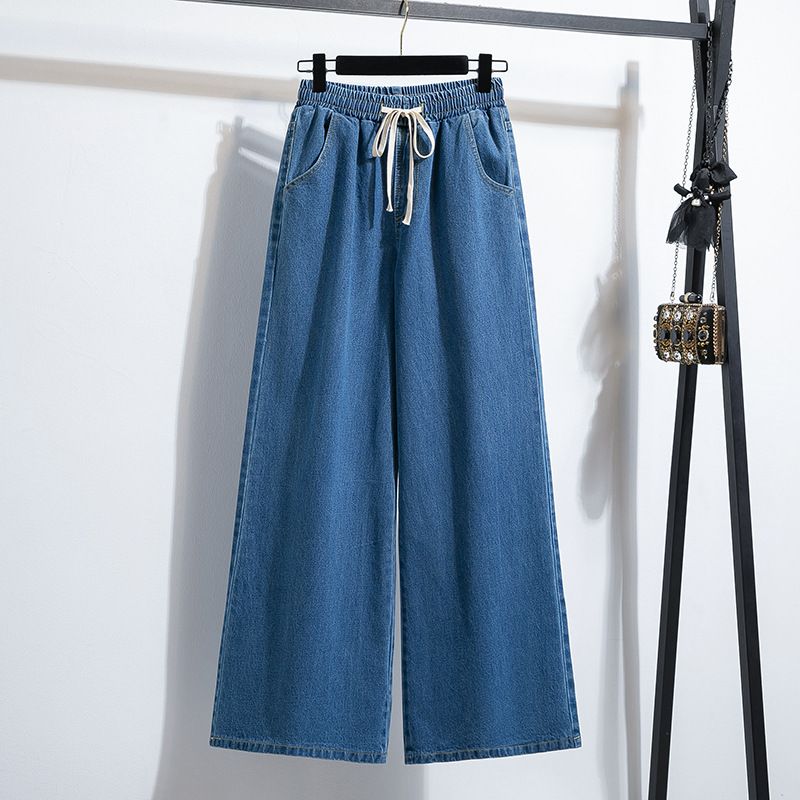 Women's Clothing Loose Wide Leg Spring And Autumn Jeans New Lazy Casual Mopping Straight Pants Large Size_voghion.com