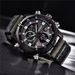 Men's Sport Watch With Nylon Strap - Dual Display Analog & Digital, Multifunctional With Calendar, Alarm, GMT, And Luminous Feature_voghion.com