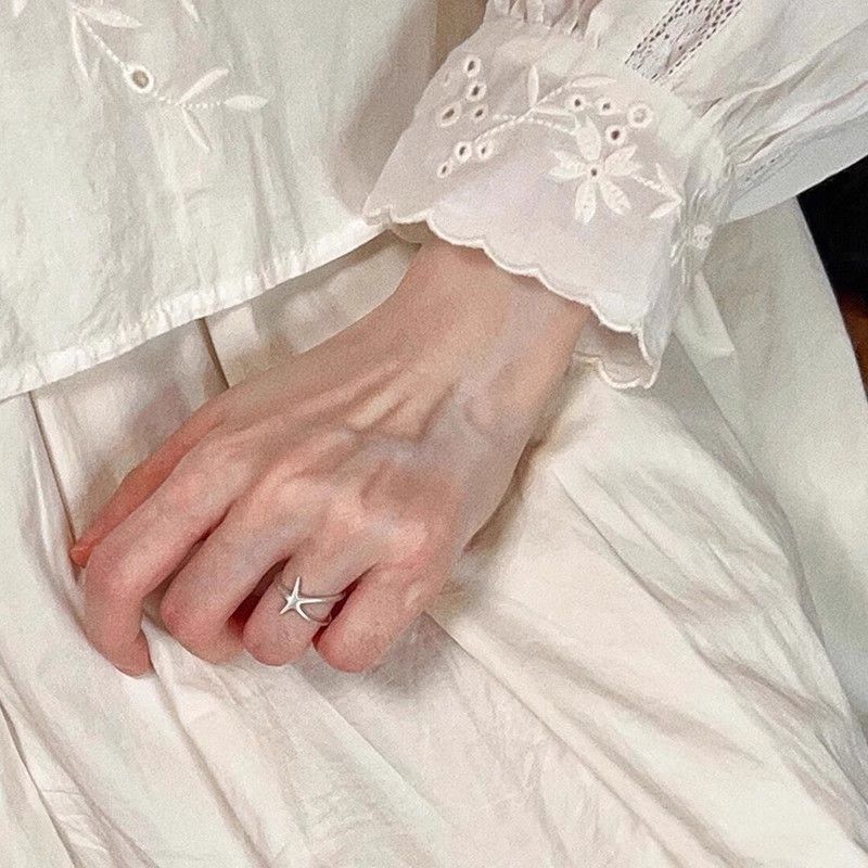 High-Value Versatile Matte Starfish Ins Niche Design Minimalist Style Double Layer Stacking Index Finger Ring Cool_voghion.com