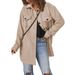 Women's fashion solid color single breasted casual lapel wool coat_voghion.com
