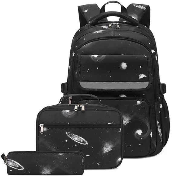 Barnens skolväska Stor kapacitet Skolväska för elever Stjärnhimmelstryck Ryggsäck Multifunktionell barnryggsäck Tredelat set_voghion.com