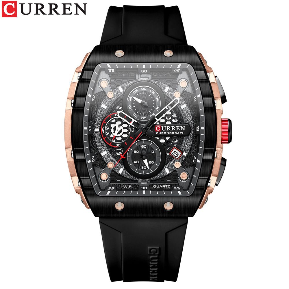 Men's And Women's Waterproof Multifunction Quartz Watch With Date Display, 6-Hand Analog Dial, Sporty Rubber Strap, Mineral Glass, Alloy Case_voghion.com