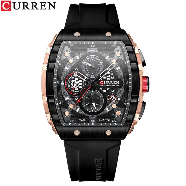 Men's And Women's Waterproof Multifunction Quartz Watch With Date Display, 6-Hand Analog Dial, Sporty Rubber Strap, Mineral Glass, Alloy Case_voghion.com