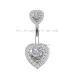 Piercing per ombelico in acciaio inossidabile anallergico, bottone dorato, zirconia cubica di design, 6 diametri, a forma di cuore, per corpo_voghion.com