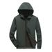Unisex Winter Fleece-Lined Windproof Jacket - Waterproof Softshell Hooded Coat, 100% Polyester Thermal Outerwear For Hiking & Urban Commute (XL-5XL)_voghion.com