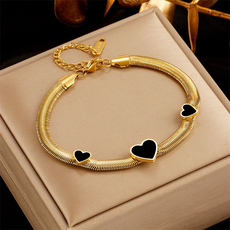 Europäesch an amerikanesch Moud Nischdesign Metall schwéier Kette vergoldet Titan Stol quadratesch geometresch Uelegdrëpsen Blat Armband_voghion.com
