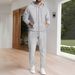 Men's Clothing Waffle Knit Hoodie & Jogger Set - Zip-Up Fleece Tracksuit For Winter, Casual Loungewear (Black/ Grey/ Khaki) - S-XXXL_voghion.com