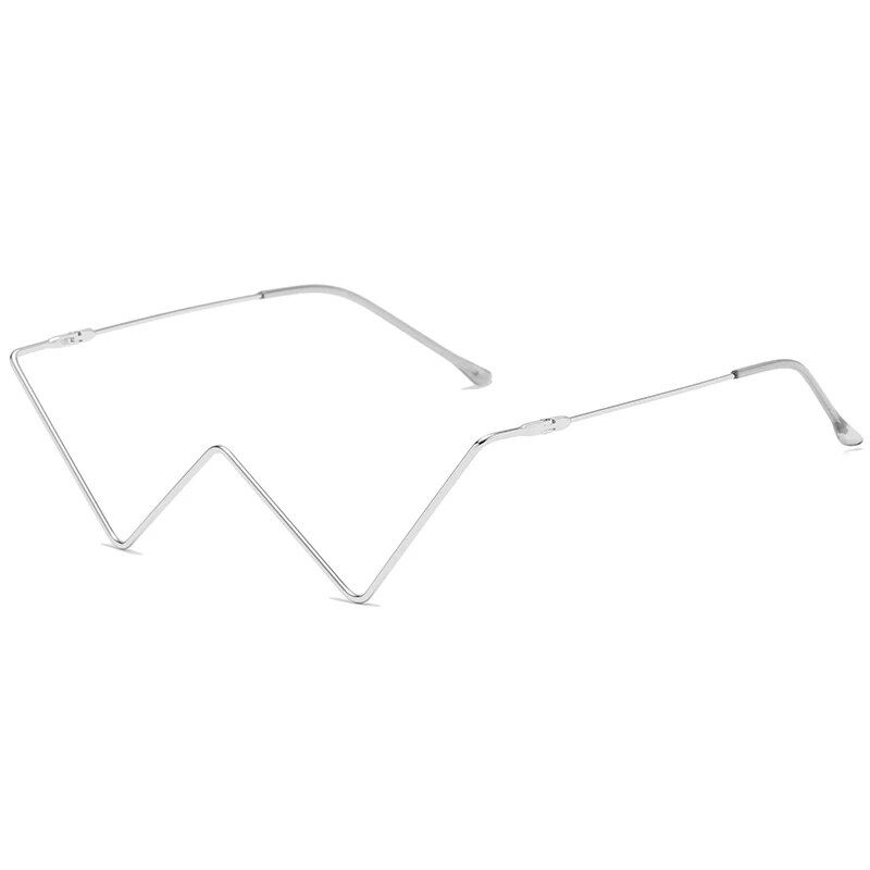 New Fashion Crystal Sunglasses Frames For Women Small Diamond Eyeglasses Line Alloy Eyewear Punk Half Frame Glasses_voghion.com