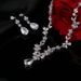 Gioielli da donna, elegante set di gioielli da sposa in zircone con orecchini e collana in oro rosa, oro bianco, oro 18 carati_voghion.com