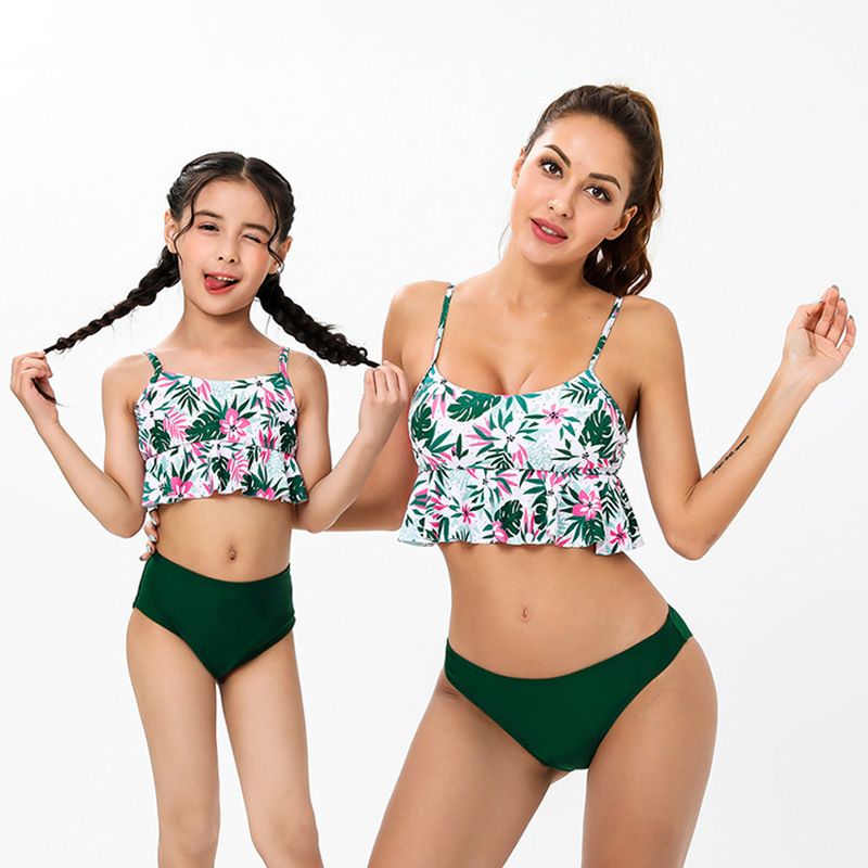 Mother & Kids swimsuit foreign trade European and American parent-child split bikini sexy ruffled mother-daughter swimsuit manufacturer bikini_voghion.com