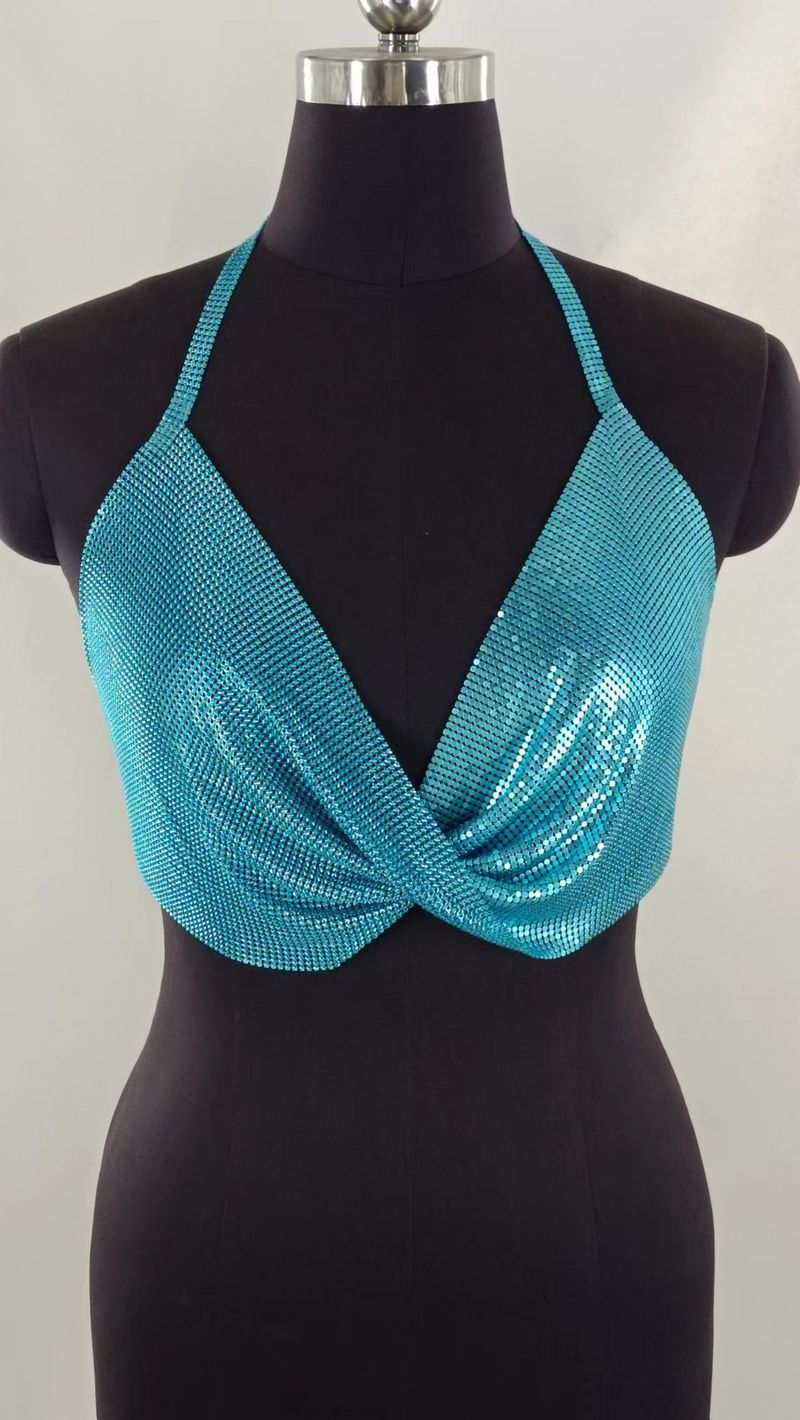 MW3115 gilet europeo e americano discoteca sexy strass intarsiato diamante brillante paillettes croce appesa al collo avvolgente petto top piccolo gilet_voghion.com