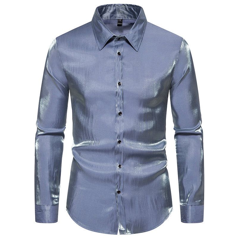 Nuovo autunno inverno con stile punk e viso luminoso, camicia a maniche lunghe colorata da discoteca per uomo_voghion.com