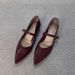 Sheepskin Version ~ French Elegant Simple Mary Jane Socialite Style Pointed Toe Shallow Mouth Single Strap Women's Shoes_voghion.com