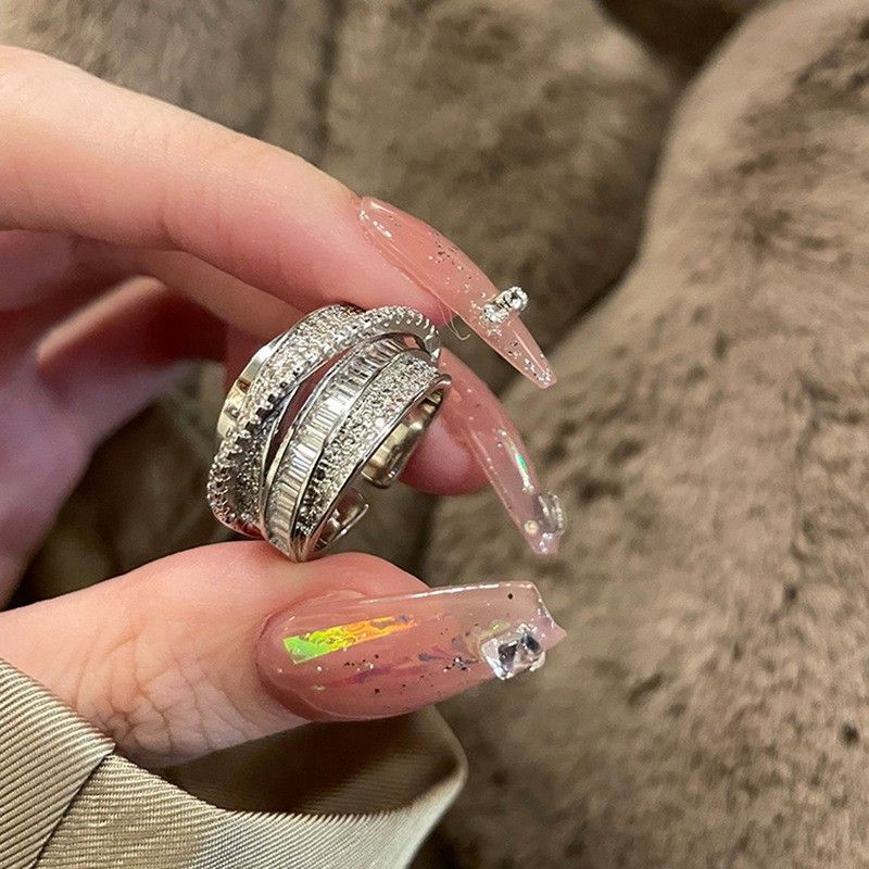 Copper Inlaid Zircon Real Gold Multi-layer Women High-end Sense Personality Light Luxury Wrap Ring_voghion.com