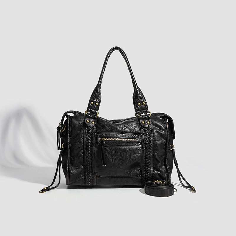 Zachte leren retro-tas, trendy kleur, een schoudertas, multi-pocket-tas_voghion.com