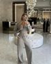Streetwear Hoodie & Drawstring Pants Set – Zip-Up Cropped Sweatshirt & High-Waisted Lounge Joggers (Gray, Beige, Navy)_voghion.com