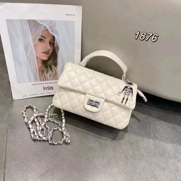 Borsa a mano con lucchetto a catena trapuntata per donna, nuova borsa a tracolla piccola e quadrata da pendolare_voghion.com