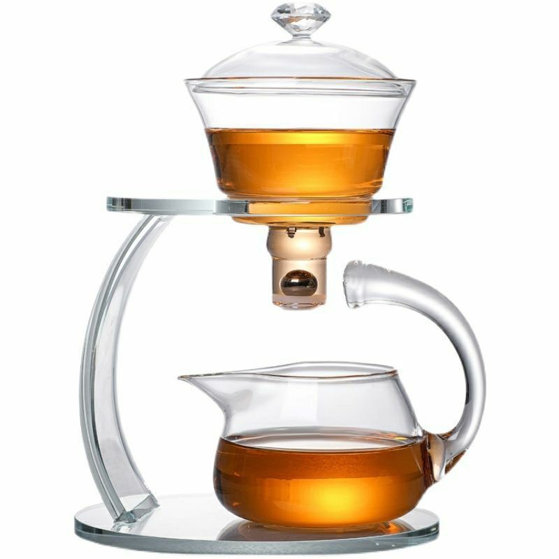 Creative Lazy Maker Semi-Automatic Glass Kung Fu Tea Magnetic Teapot Full Set_voghion.com