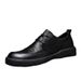 Euro Step Men's Casual Leather Trendy Versatile British Style Business Breathable Soft Sole Black Lace-up Work Shoes_voghion.com