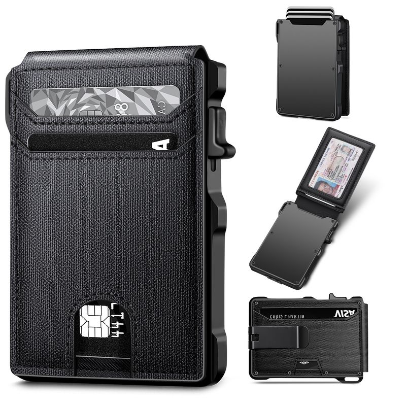 Men's Bags Men's Wallet Business Automatic Pop Up Card Credit Card Holder With Cash Clip ID Window Bifold Wallet_voghion.com
