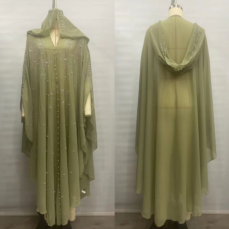 Robe caftan à strass – Robe longue musulmane modeste (taille unique, noir/vert clair/bleu roi/blanc/rouge foncé/vert armée)_voghion.com