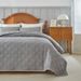 Soft Brushed Washed Cotton Quilted Bedspread Set - 3 Piece Reversible Modern Minimalist Design For 5ft Bed, Light Gray & Multi Check Patterns_voghion.com
