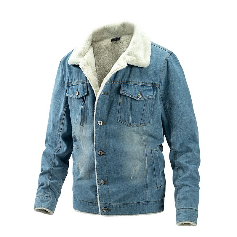 Giacca in denim da uomo Giacca in denim taglie forti da uomo in cotone felpato autunno e inverno_voghion.com