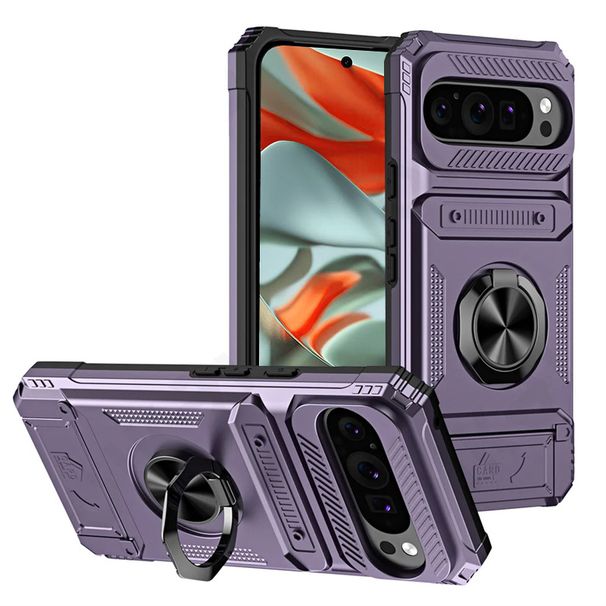 Armor Magnetic Ring Stand Phone Case For Google Heavy Duty Drop Protection Wallet Cases Pixel 9 Pro XL Back Cover_voghion.com