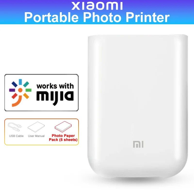 Ny original bærbar mini Xiaomi lommefotoprinter trådløs Bluetooth termisk print AR-video Mijia ZINK_voghion.com