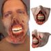 Halloween Horror Bloody Zombie Sharp Teeth Half Face Mask_voghion.com