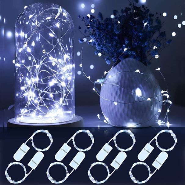 Glitzerlife LED-Lichterkette 8er-Pack Kaltweiß 2M Kupferdraht Mit Batterie Lichtkette_voghion.com