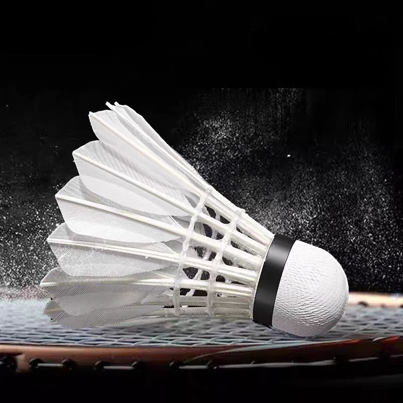 12er-Pack Badminton-Federbälle, langlebig, winddicht, stabil, elastisch, unzerbrechlich, weiße Feder, hohe Elastizität, für drinnen und draußen_voghion.com