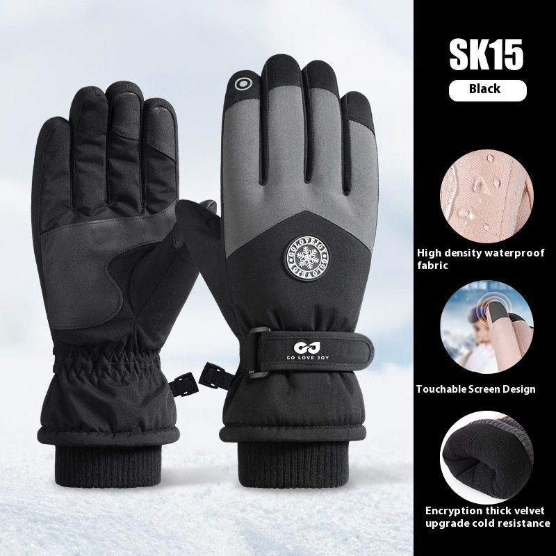 Winter Skiing Warm Gloves For Men And Women Outdoor Cycling Touch Screen With Thick Velvet Cold And Windproof Electric Bike Gloves_voghion.com