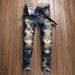Vente en gros de jeans Pulse pour hommes, jeans déchirés délavés vintage, non extensibles, style européen et américain, polyvalents, transfrontaliers_voghion.com