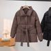 Damenbekleidung Wintermäntel Baumwolljacke Länge Design Baumwolljacke Baumwollmantel_voghion.com