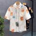 Herrenbekleidung Sommer Dünnes Kurzarmhemd mit fünf Punkten Ärmeln Blumenmuster Herren High-End Lockeres Jacquardhemd Atmungsaktives Eisseide Hübsches Oberteil_voghion.com