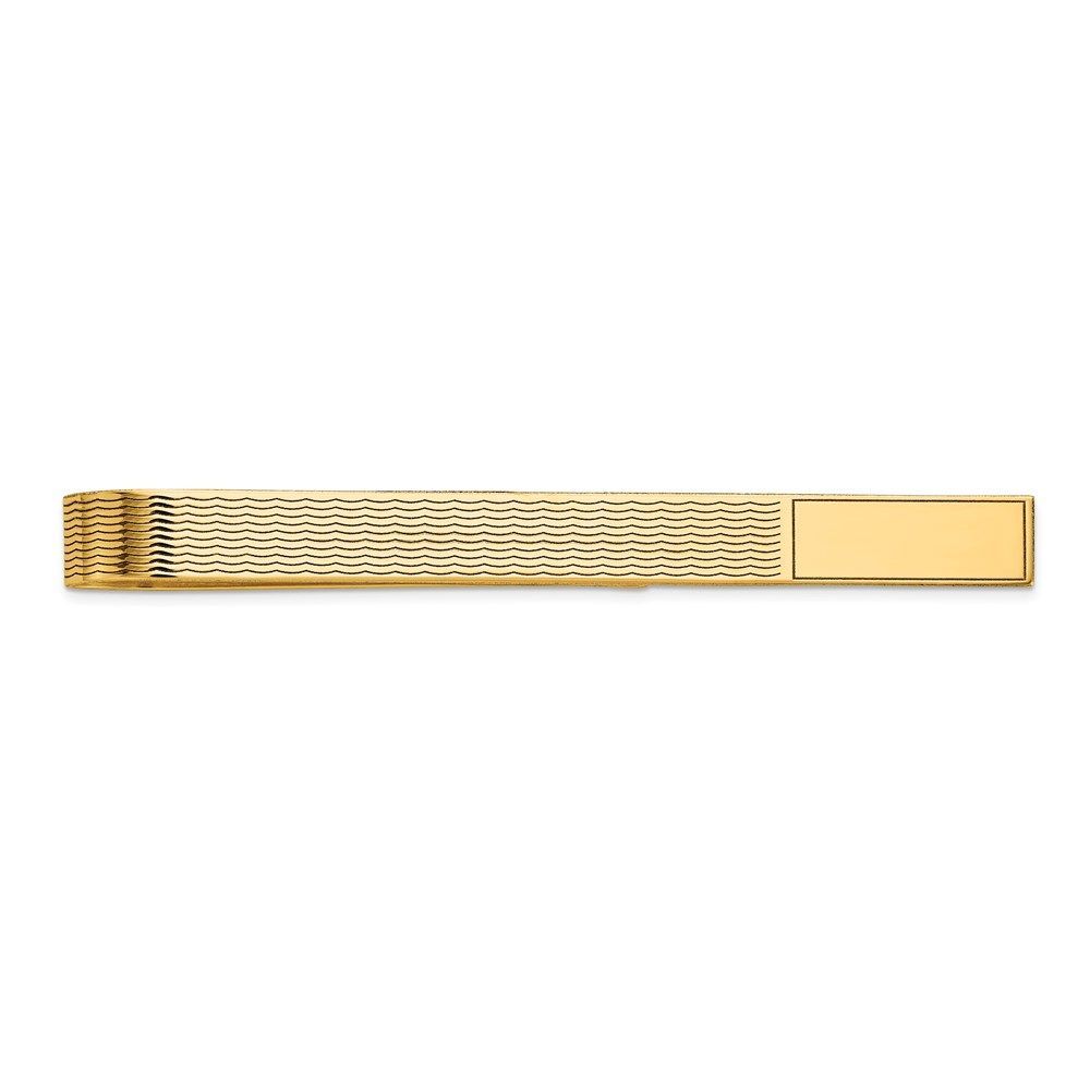 14k Men's Grooved Engravable Tie Bar_voghion.com