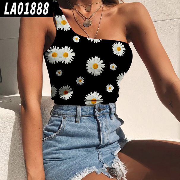 Dámské oblečení Podvazky Vnitřní podvazky Podvazky Dámské svrchní oblečení Rukáv na jedno rameno Slunečnicový vzor Vesta Dámské léto_voghion.com