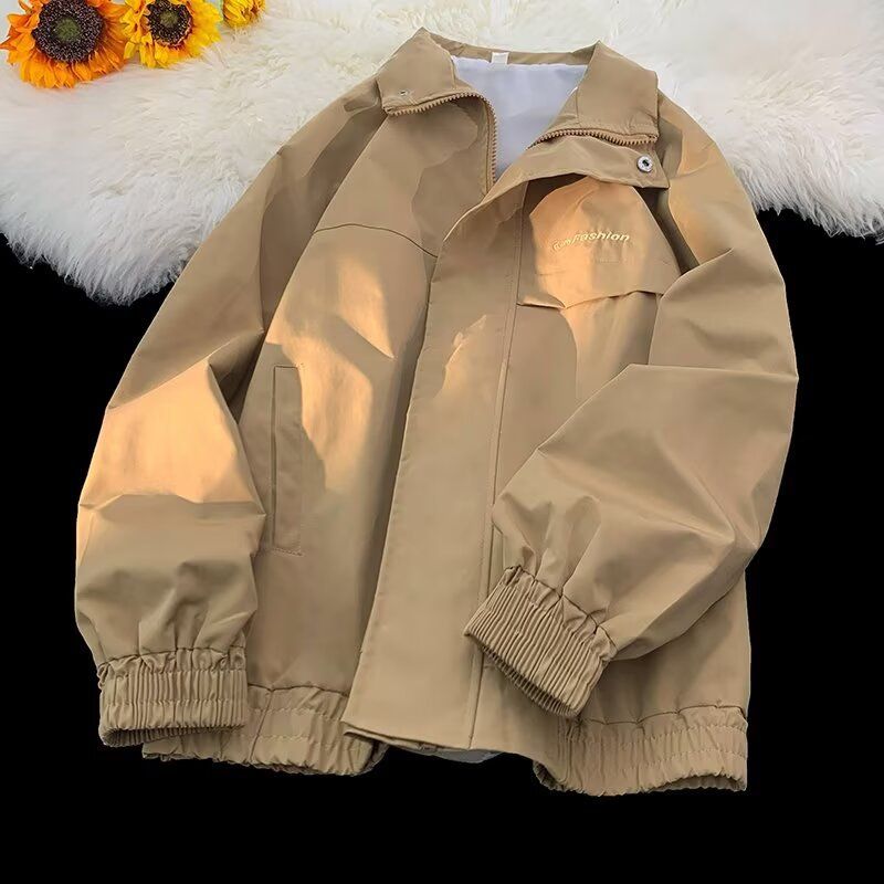 Retro Workwear Jacket Men's Trendy Brand Loose Casual Retro Stand Up Collar Pilot Jacket Top_voghion.com