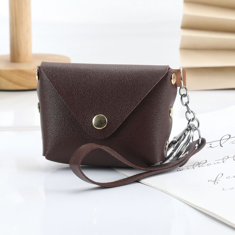 Bag Charms Creative Hand Strap Keychain Coin Purse With Lobster Buckle Bag Pendant Leather Car Key Solid Color Storage Small Wallet_voghion.com