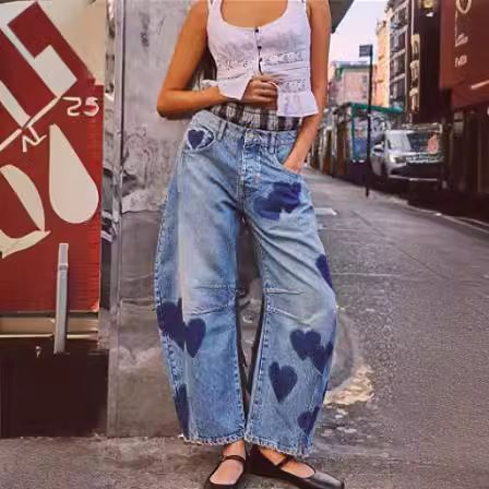 Women's Clothing Spring Casual Loose Mid Waist Tube Shaped Women's Jeans_voghion.com