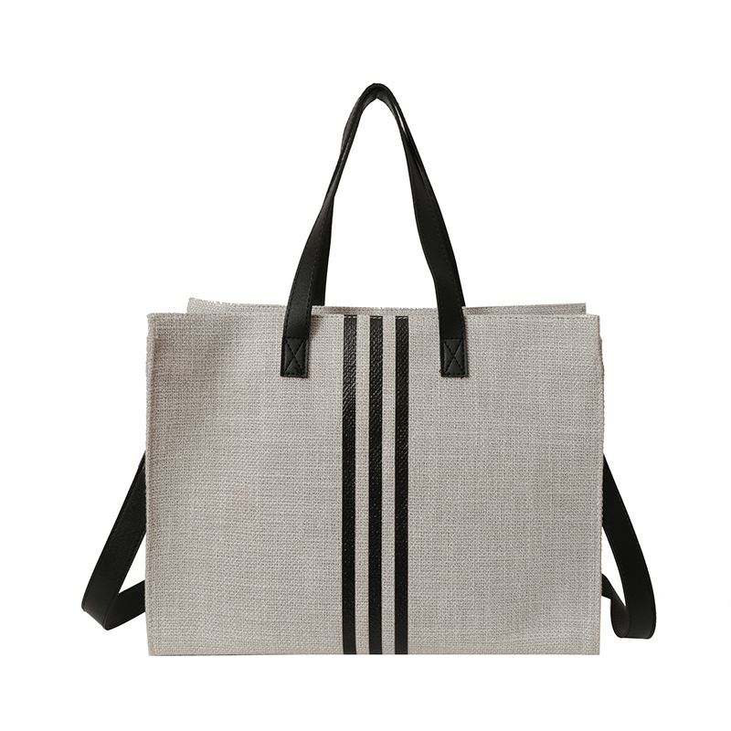 Grand sac fourre-tout sac à provisions Version coréenne sac de banlieue sac d'étudiant à trois barres sac à bandoulière léger et super grande capacité_voghion.com