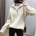 Cozy Oversized Zip-front Knit Sweater For Women - Lazy Chic Pullover With Stand Collar In Solid Colors (Gray, Beige, Coffee, Black, Blue, Oatmeal)_voghion.com