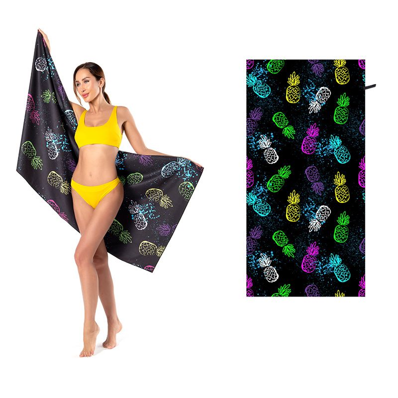 Toalla de playa de microfibra de franela de doble cara: ultraabsorbente y de secado rápido, ideal para nadar y disfrutar de las vacaciones (diseño estampado, sin arena)_voghion.com