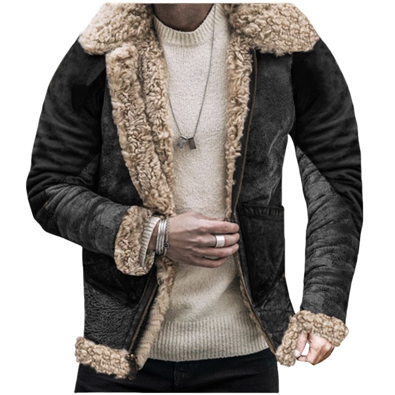 ​Herren-Winterjacke mit Kunstpelzfutter und Blumendruck – Slim Fit-Bombermantel mit Reißverschluss für Freizeit und Pendeln​_voghion.com