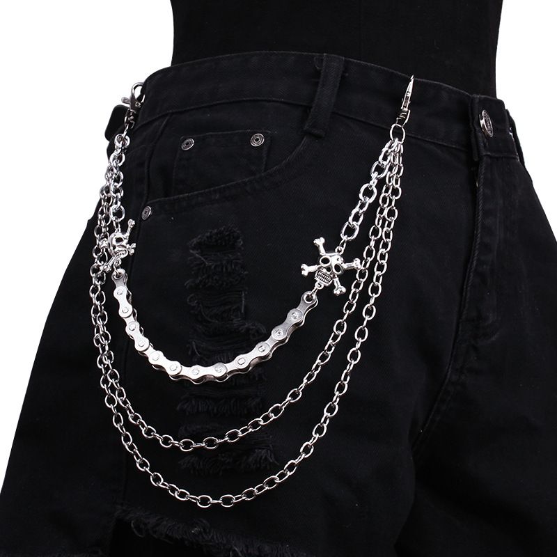 Zubehör Ins Rock Hip Hop Punk Street Doppelschicht Taille Metall Schädel Herrenhose Kette_voghion.com
