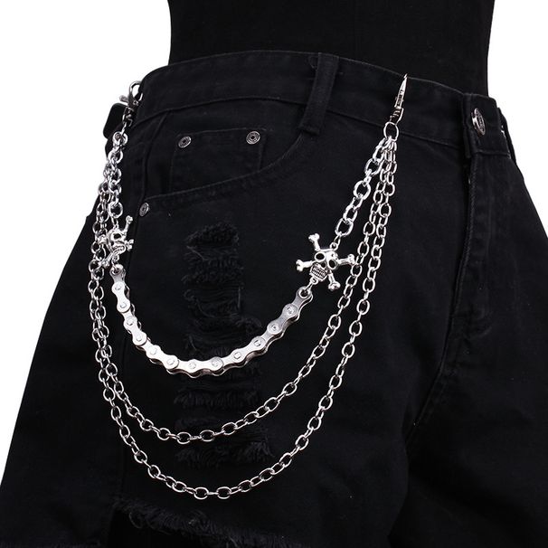 Zubehör Ins Rock Hip Hop Punk Street Doppelschicht Taille Metall Schädel Herrenhose Kette_voghion.com