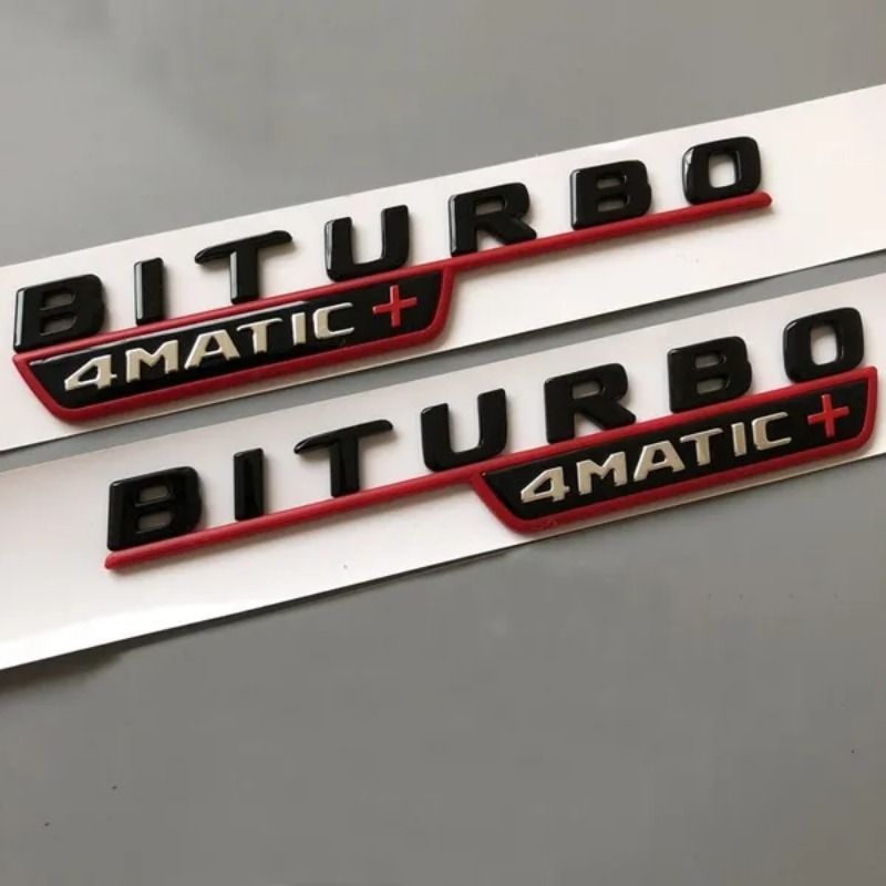 BITURBO 4MATIC + rouge Plus autocollant d'insigne d'emblème de garde-boue de style de voiture pour B.e-nz C CLA CLS E G M S ML SLK classe W211 W203 W204 W163_voghion.com