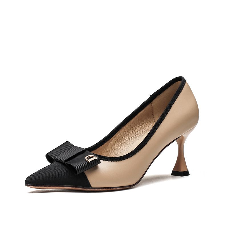 High Heels, Slim Wine Glasses With Edging, Pointed Edges, Small Fragrance, Spliced Women's Shoes, Business Commuting_voghion.com