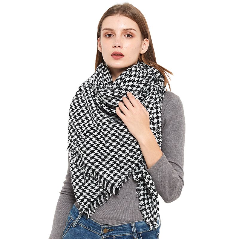 Unisex Spring and winter women's shawls black and white thousand birds square scarf scarf_voghion.com